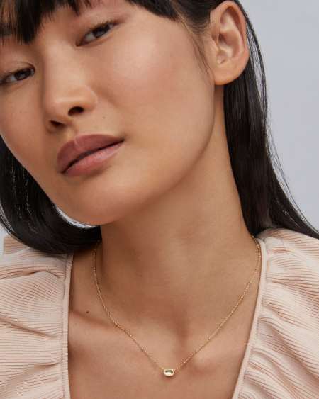 Mini Elisa Satellite Short Pendant Necklace, Gold Fushcia